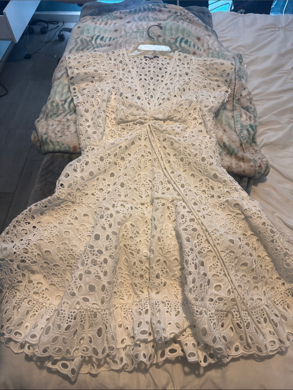 Gianni Bini Cream Eyelet Midi Dress